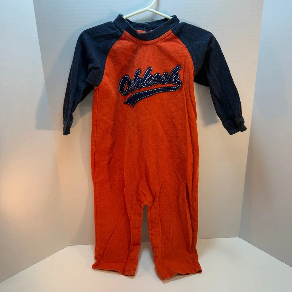 OshKosh B'gosh Baby Boys Football Striped Romper 18 Months One Piece Lot Vintage
